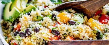 Quinoa with Black Beans over Arugula