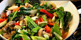 Veggie Stir-fry with Shrimp, Bok Choy & Brown Rice