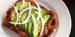 Toast With Refried Beans and Avocado