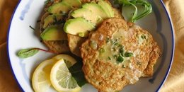 Avocado Pancakes with Lemon Coconut Parsley Sauce