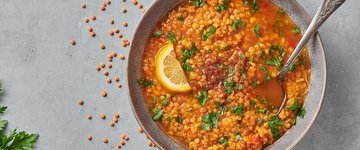 Pantry Lentil, Sweet Potato & Kale Soup