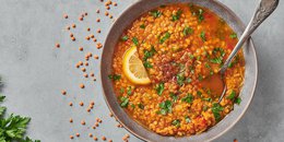 Pantry Lentil, Sweet Potato & Kale Soup