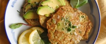 Avocado Pancakes w/ Lemon Parsley Sauce -V, GF, DF