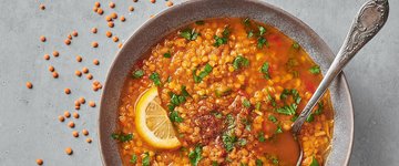 Pantry Lentil, Sweet Potato & Kale Soup