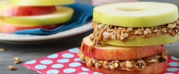 Apple Sandwiches with Almond Butter and Granola