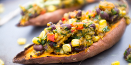 Black Bean Stuffed Sweet Potatoes with Veggies