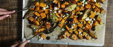 Butternut Squash with Kale & Almond Parmesan