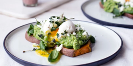 Sweet Potato "Toast" with Avocado, Feta & Eggs 