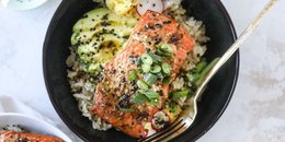 Dijon Butter Salmon Cauliflower Rice Bowls