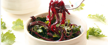 Roasted Beet Noodles with Kale