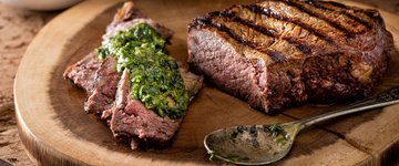 Grilled Flank Steak with Avocado Chimichurri