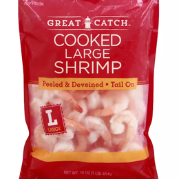 Great Catch Cooked Peeled and Deveined Tail-On Large Shrimp, 41-50ct /lb