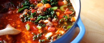 Kale, Sweet Potato and  Sausage Stew