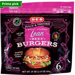 H-E-B Fully Cooked Lean Beef Burgers