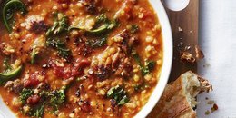 Pantry Lentil, Sweet Potato & Kale Soup