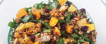 Mango Muesli Quinoa Salad with Nuts and Asparagus