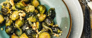 Roasted Brussels Sprouts with Walnuts and Lemon