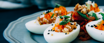 Miso Kimchi Deviled Eggs