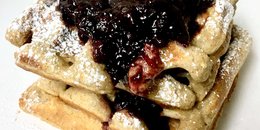 Oat-Chestnut Waffles with Cherry Compote