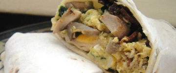 Breakfast Burritos: Mushrooms, Bacon & Spinach