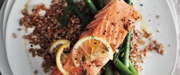 Salmon, Asparagus & Bulgur with Tomato Relish