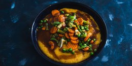 Creamy Vegan Polenta with Mushrooms and Beans