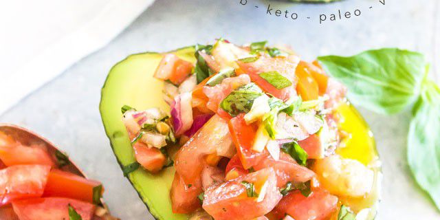 Healthy Low-Carb Bruschetta Stuffed Avocado