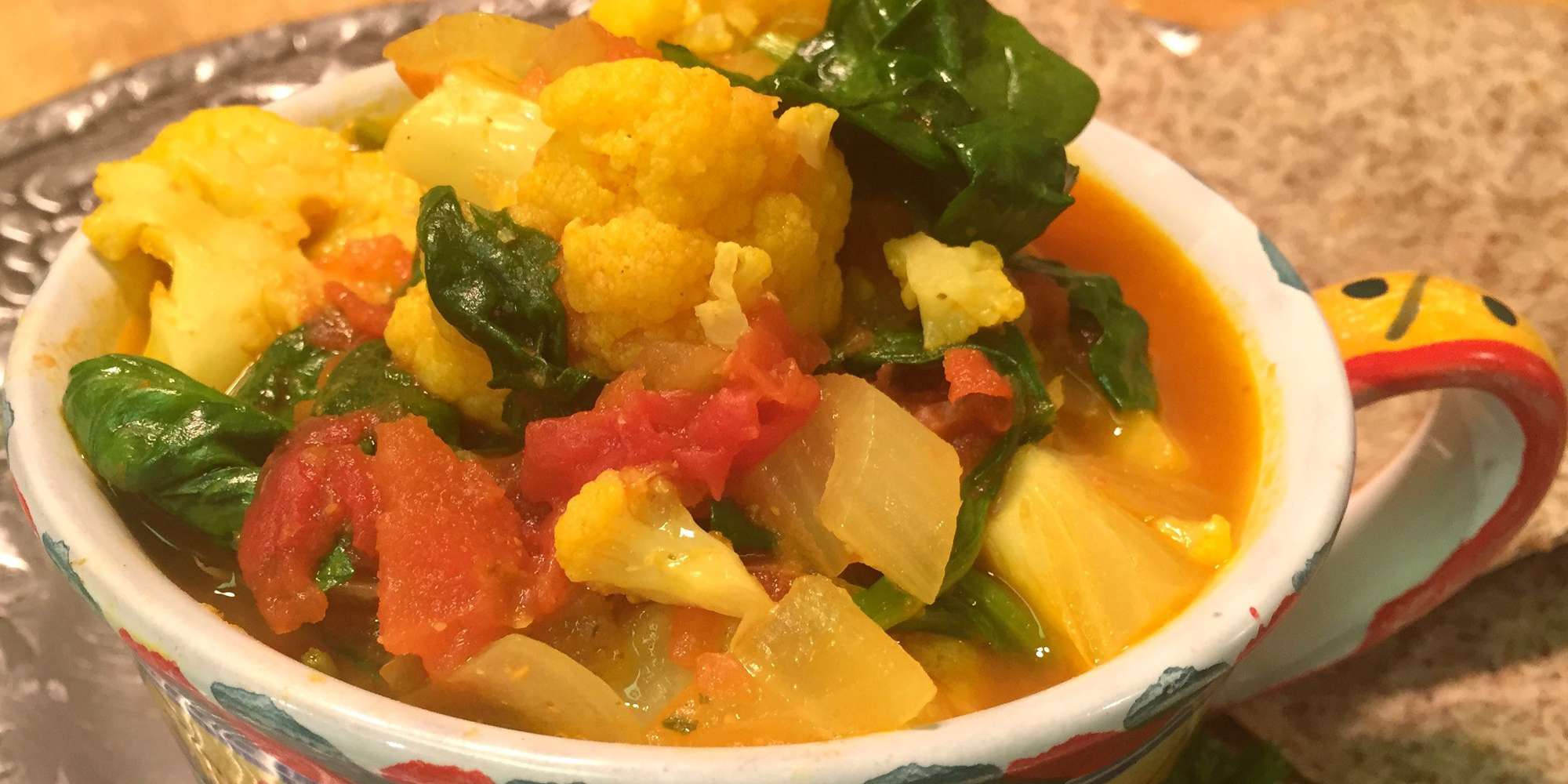 Cauliflower Bhaji with Spinach