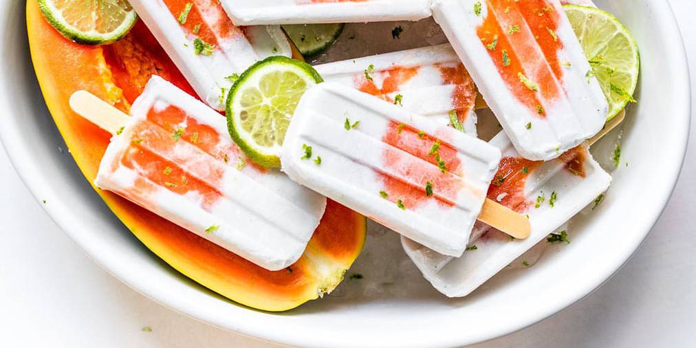 Vegan Papaya and Lime Popsicles