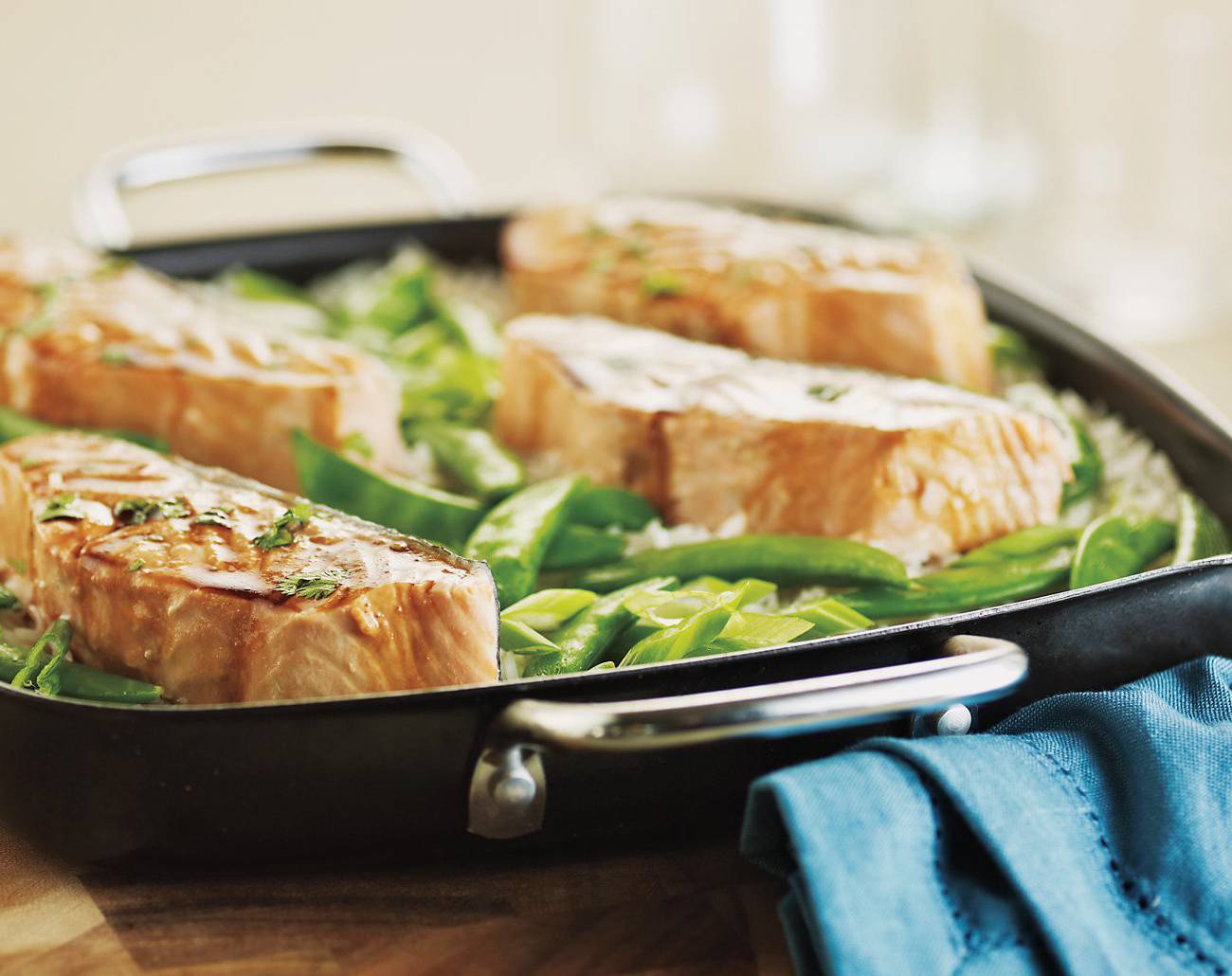 Salmon with Sugar Snap Peas and Basmati Rice