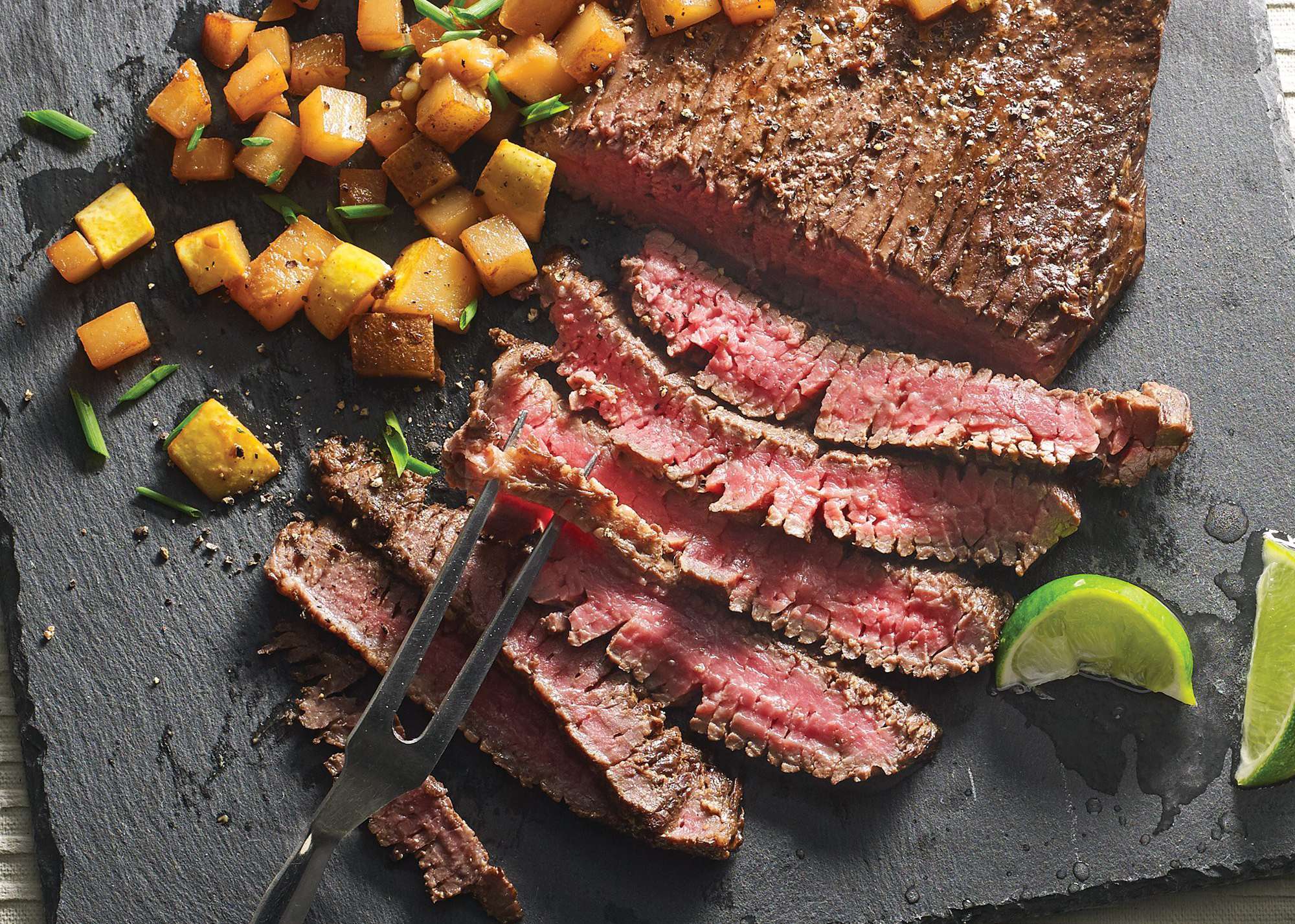 Seared Flank Steak With Potatoes & Squash