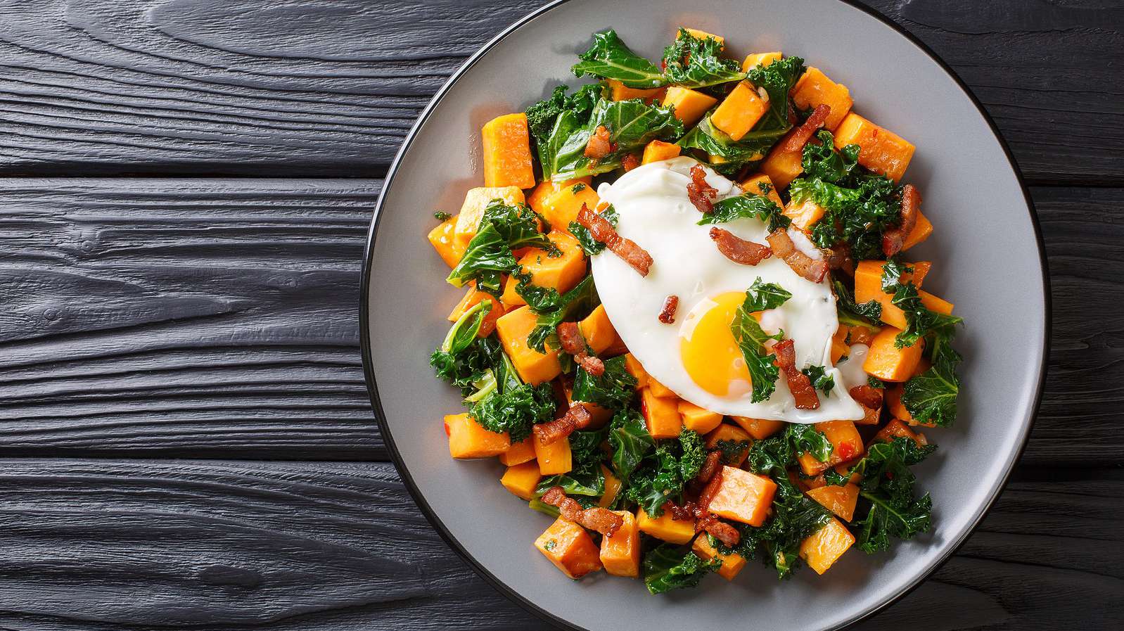 Sweet Potato and Kale Hash with Fried Eggs