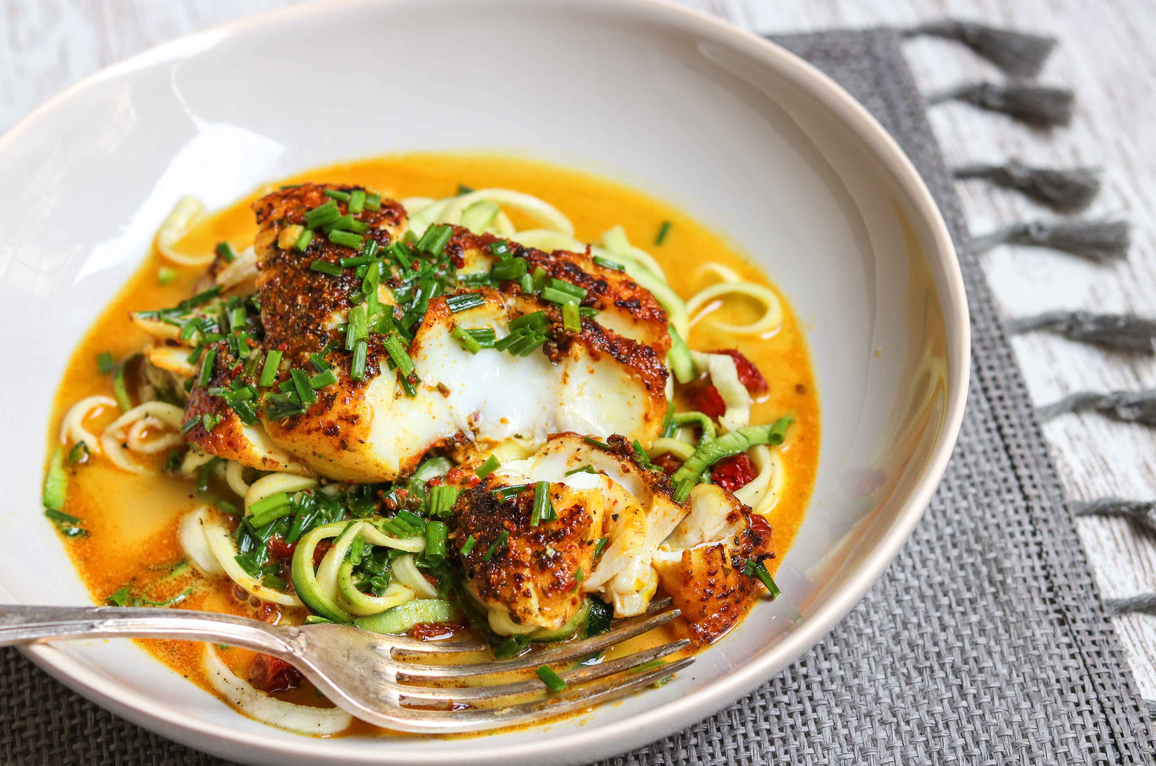 Cod with Creamy Zoodles