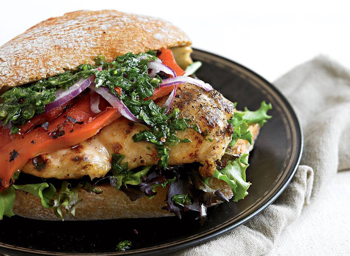 Honey Mustard Chicken Sandwich with Fruit