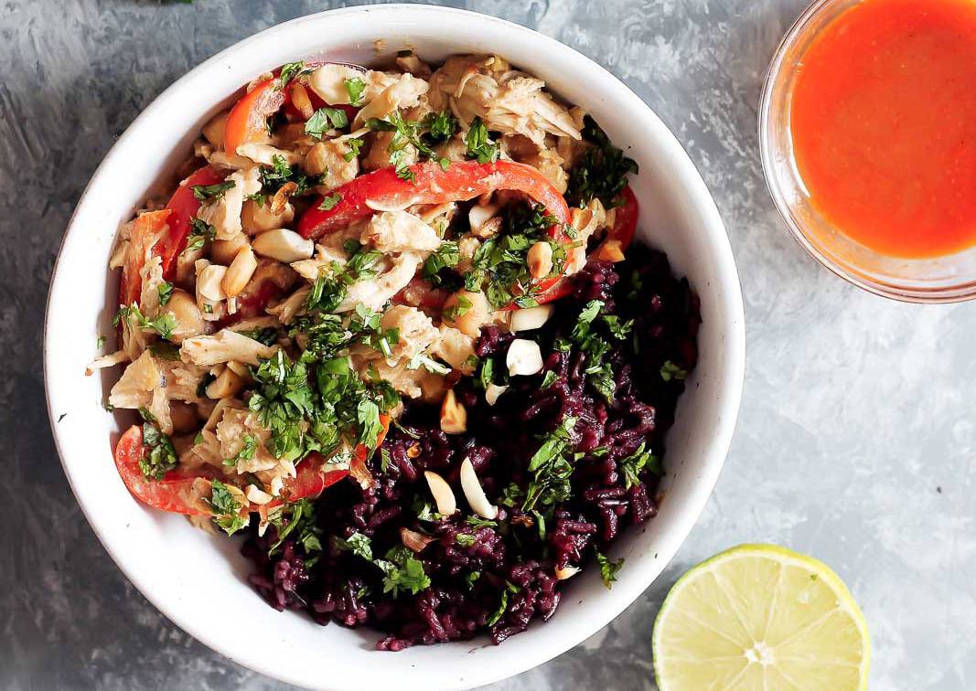 Slow Cooker Thai Peanut Chicken with Purple Rice