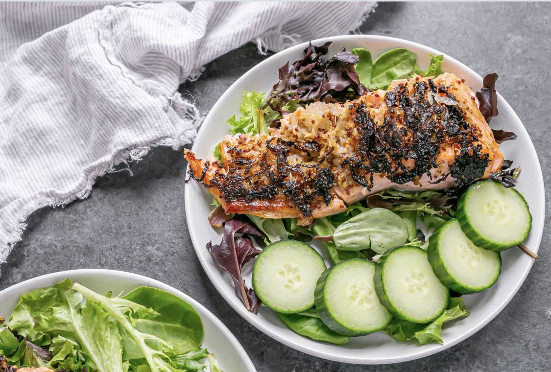 Sauerkraut Crusted Salmon with Greens