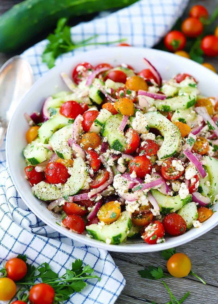 Tomato, Cucumber, Feta Salad