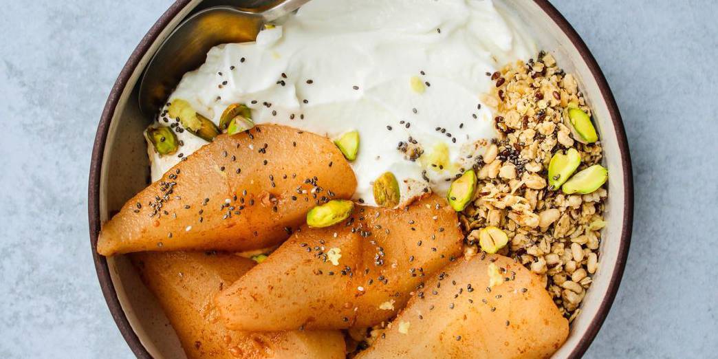 Honey-Poached Pears With Yogurt & Granola