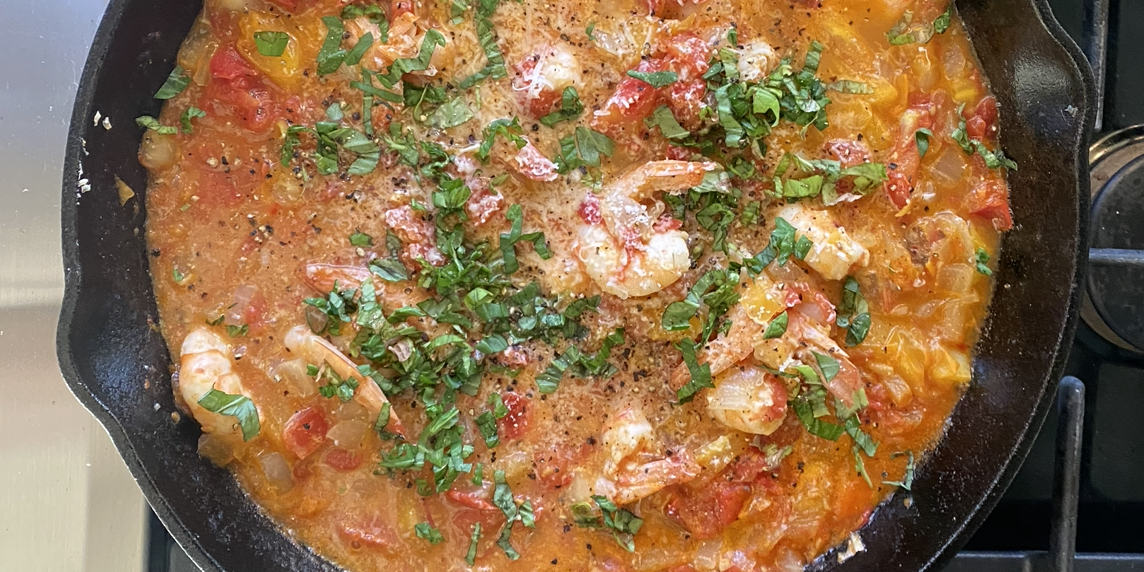 Burst Cherry Tomato Linguine with Shrimp