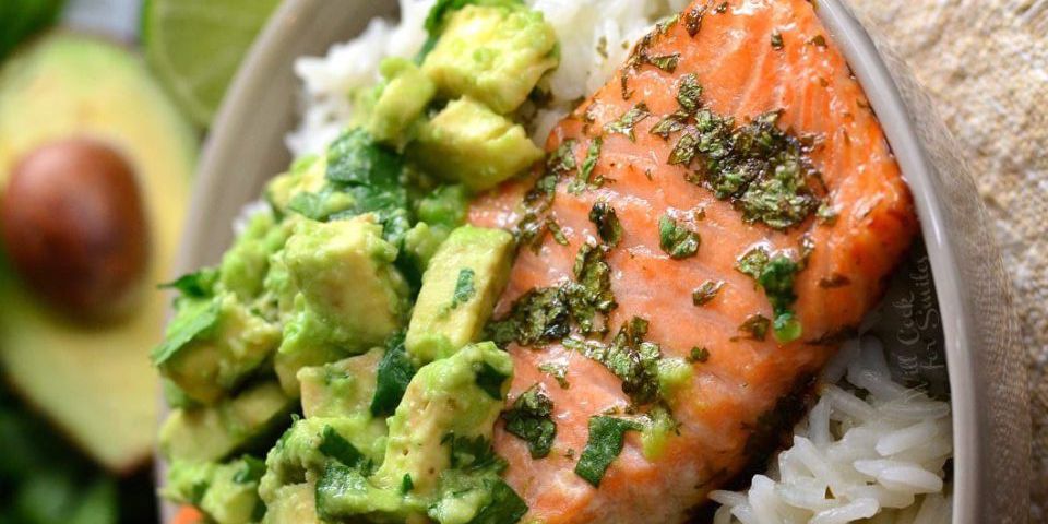 Avocado Salmon Rice Bowl