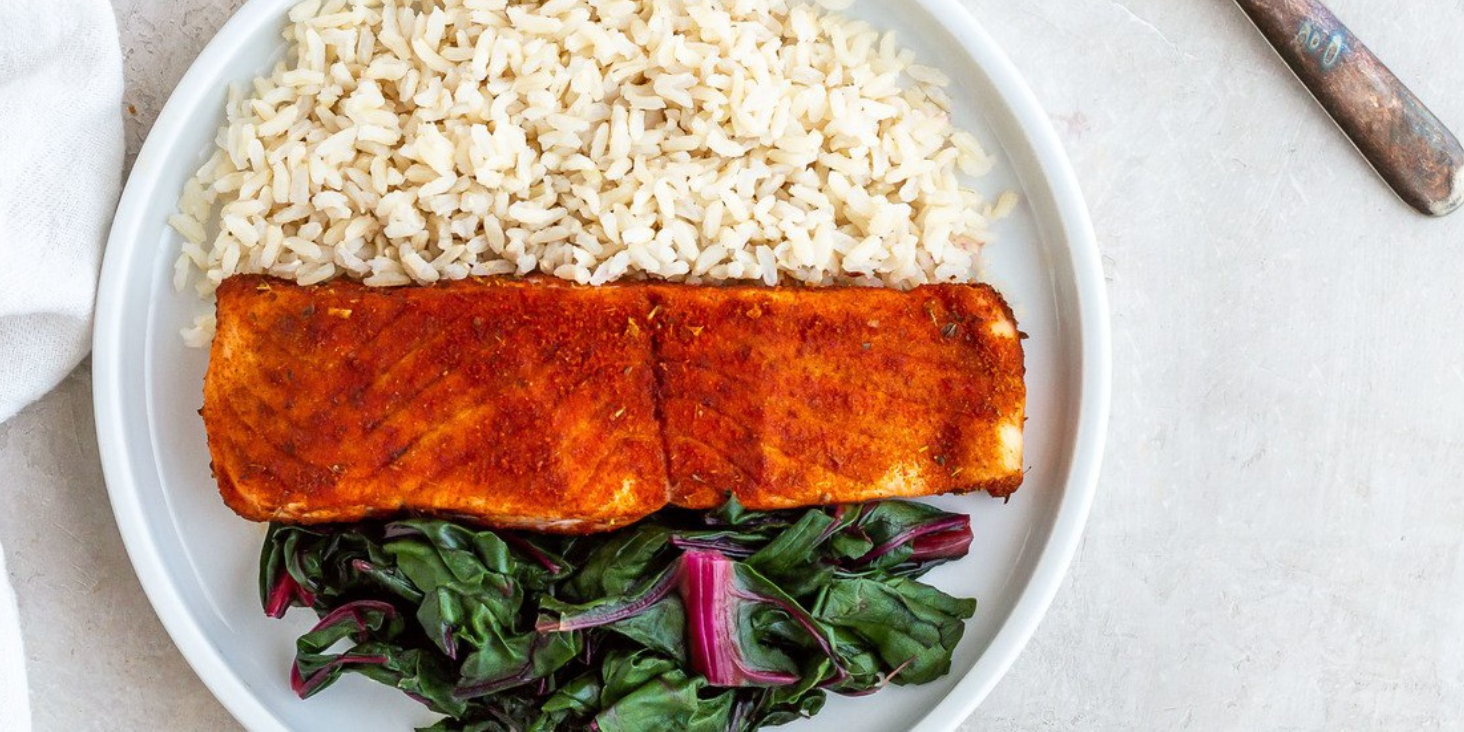 Salmon with Rice & Greens