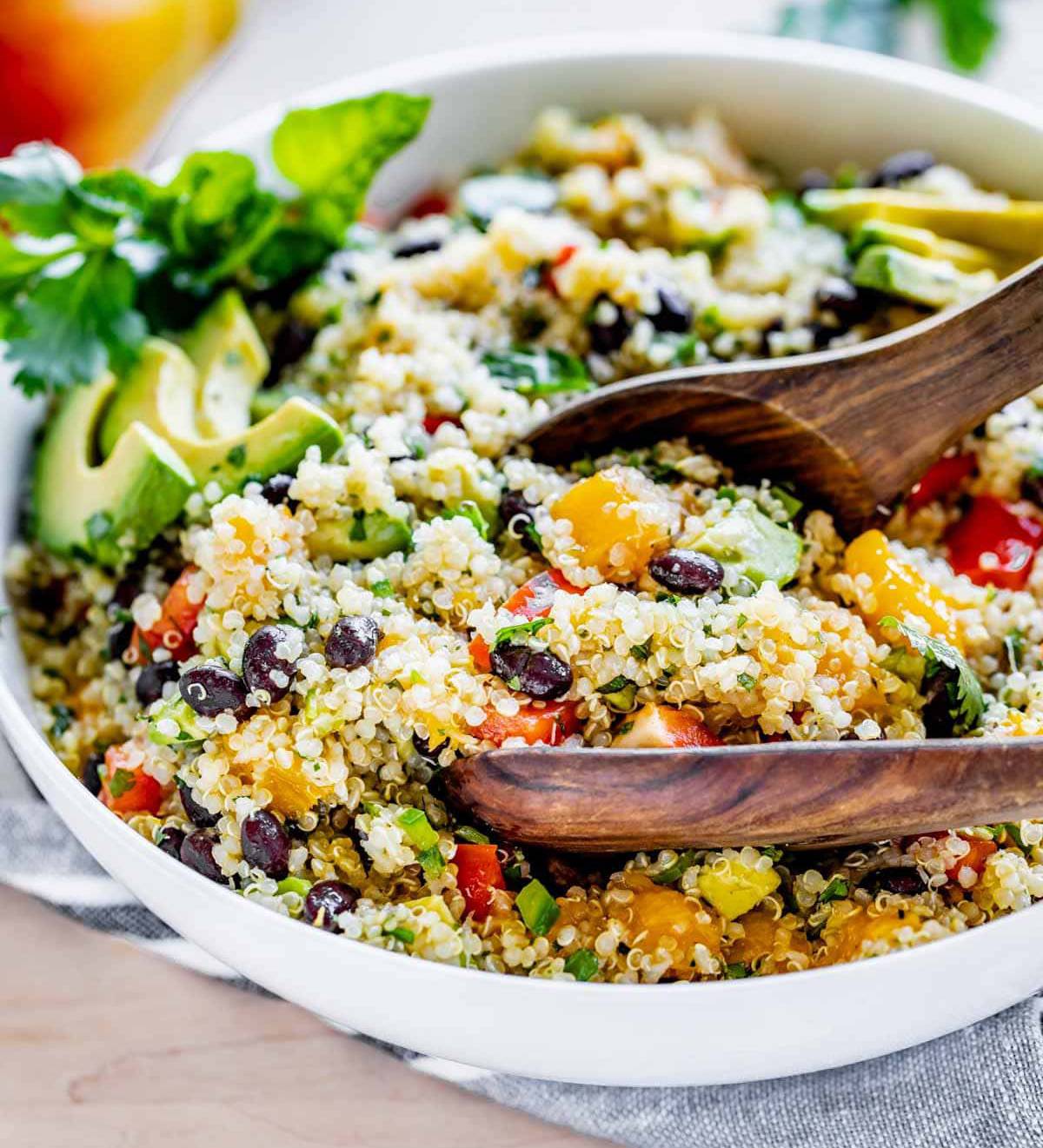 Quinoa with Black Beans over Arugula