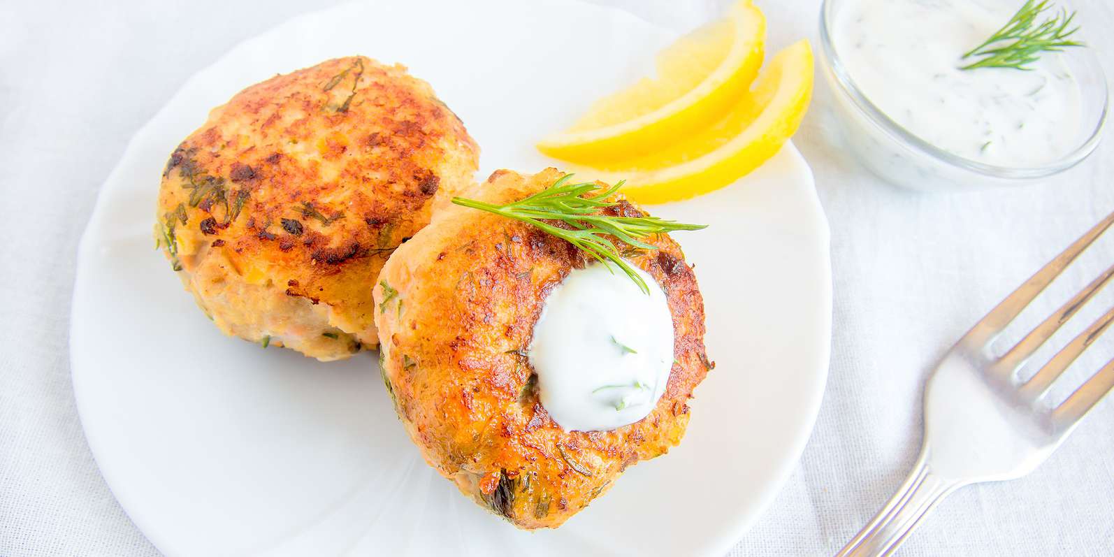 Salmon Fish Cakes with Lemon Yogurt Sauce