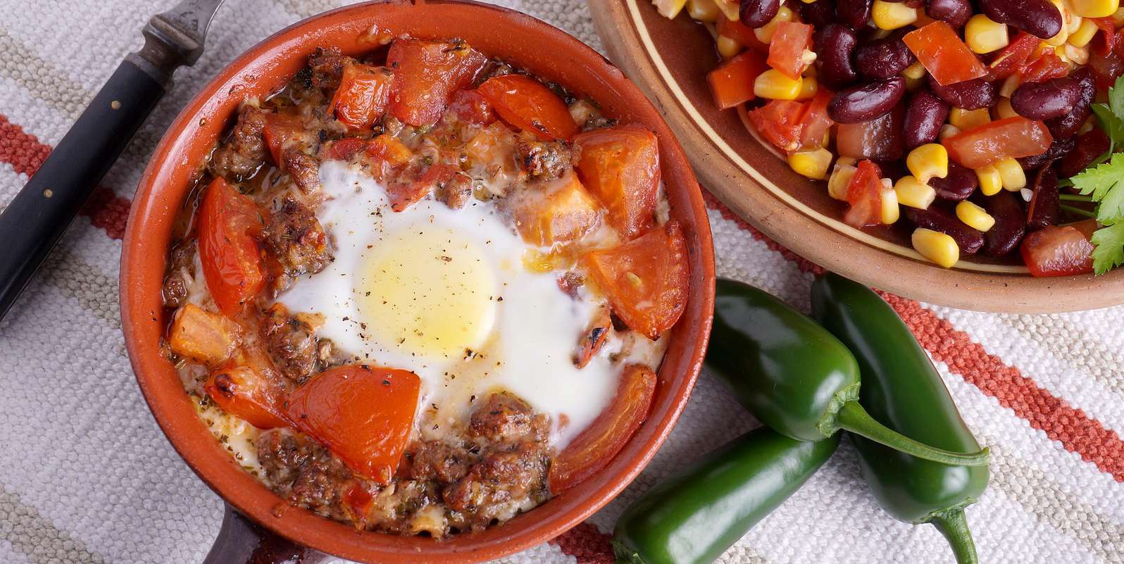 Spanish Baked Eggs and Beans